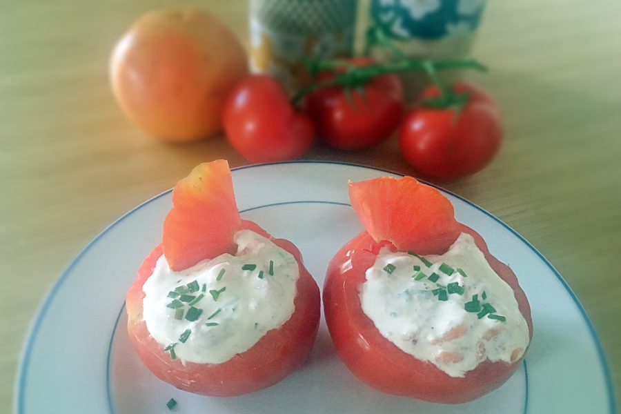 Tomates au Philadelphia et crevettes