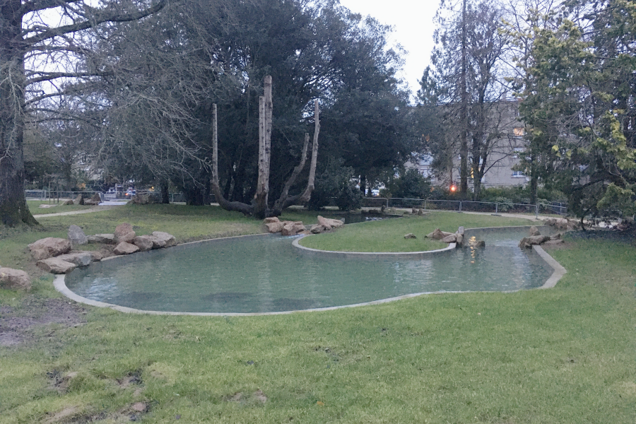 Mise en eau du futur jardin chinois